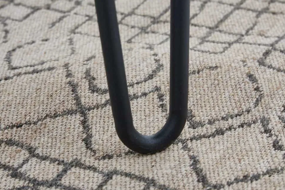 Massivholz Esstisch SCORPION 70cm vintage braun Akazie schwarze Metallbeine Hairpin Legs