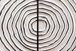 Massivholz Highboard ZEN CIRCLES 120cm weiß schwarz Mangoholz 3D-Design Metall gold