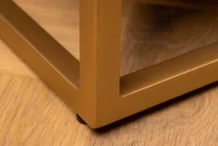 Massivholz Highboard ZEN CIRCLES 120cm weiß schwarz Mangoholz 3D-Design Metall gold