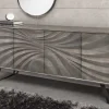 Massivholz Sideboard HURRICANE 175cm grau Akazie 3D-Design
