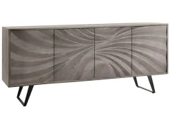 Massivholz Sideboard HURRICANE 175cm grau Akazie 3D-Design
