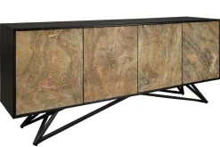 Massivholz Sideboard MOUNTAIN SOUL 175cm grau grün Naturstein Akazie schwarz