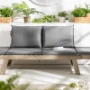 Massivholz Sitzbank MODULAR 155-190cm grau Akazie inkl. Kissen Gartenbank klappbar