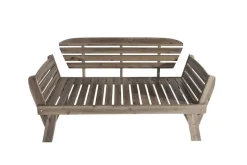 Massivholz Sitzbank MODULAR 155-190cm grau Akazie inkl. Kissen Gartenbank klappbar