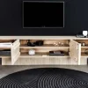 Massivholz TV-Lowboard ART DECO 200cm weiß gekälkt Mangoholz 3D-Front