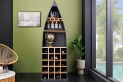 Massivholz Weinregal SEVEN SEAS 180cm anthrazit natur Mango Flaschenregal