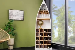 Massivholz Weinregal SEVEN SEAS 180cm weiß natur Mango Flaschenregal
