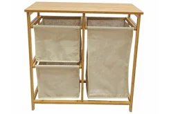 Massivholz Wäschekorb LAGOON SPA 70cm natur beige Bambus drei Wäschebeutel waschbar