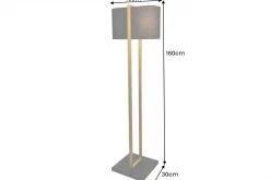 Minimalistische Stehlampe COLLEEN 160cm gold schwarz Stoffschirm mit Metallfuß