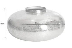 Moderne Deko Vase ABSTRACT ORIENT 35cm silber rund Metall Hammerschlag-Design