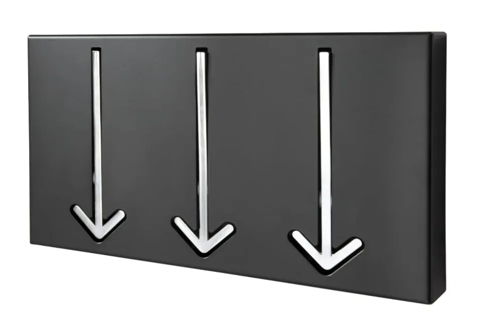 Moderne Design Wandgarderobe ARROW 30cm schwarz mit 3 Haken