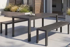Moderne Gartenbank DESIGNO 180cm anthrazit schwarz Aluminium wetterfest Outdoor Sitzbank