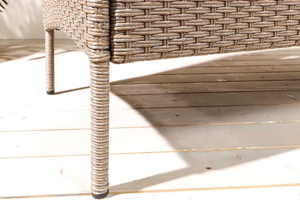 Moderne Gartenbank PORTOFINO 140cm natur beige Polyrattan Sitzbank mit Tisch wetterfest