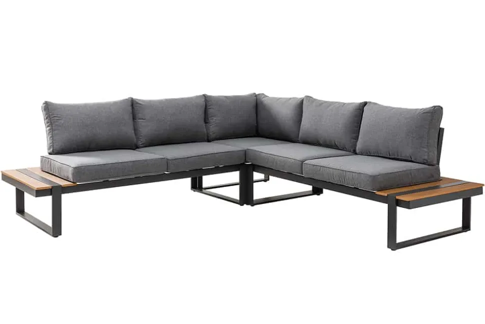 Moderne Garten Sitzgruppe TAMPA LOUNGE 240cm grau Aluminium wetterfest inkl. Sitzkissen