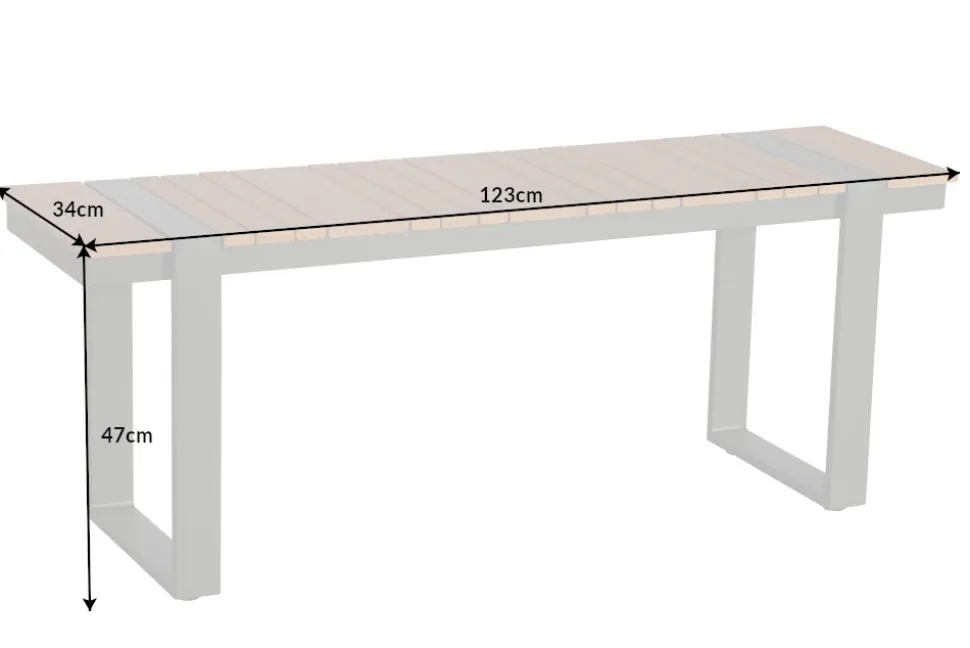 Moderne Outdoor Sitzbank TAMPA LOUNGE 125cm grau natur Aluminium Metall Holz-Design wetterfest