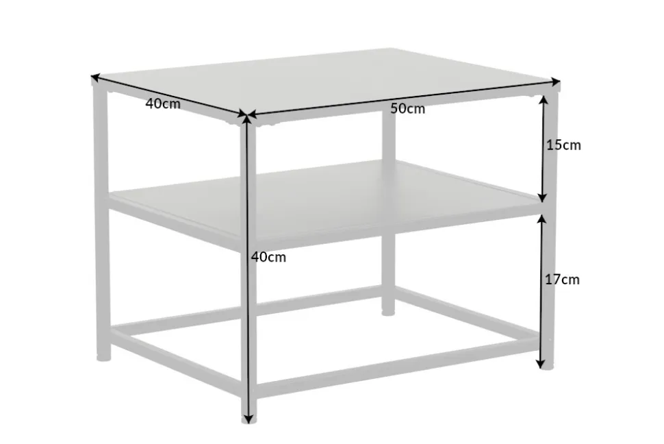 Moderner Beistelltisch DURA STEEL 50cm schwarz Metall mit Ablagefach