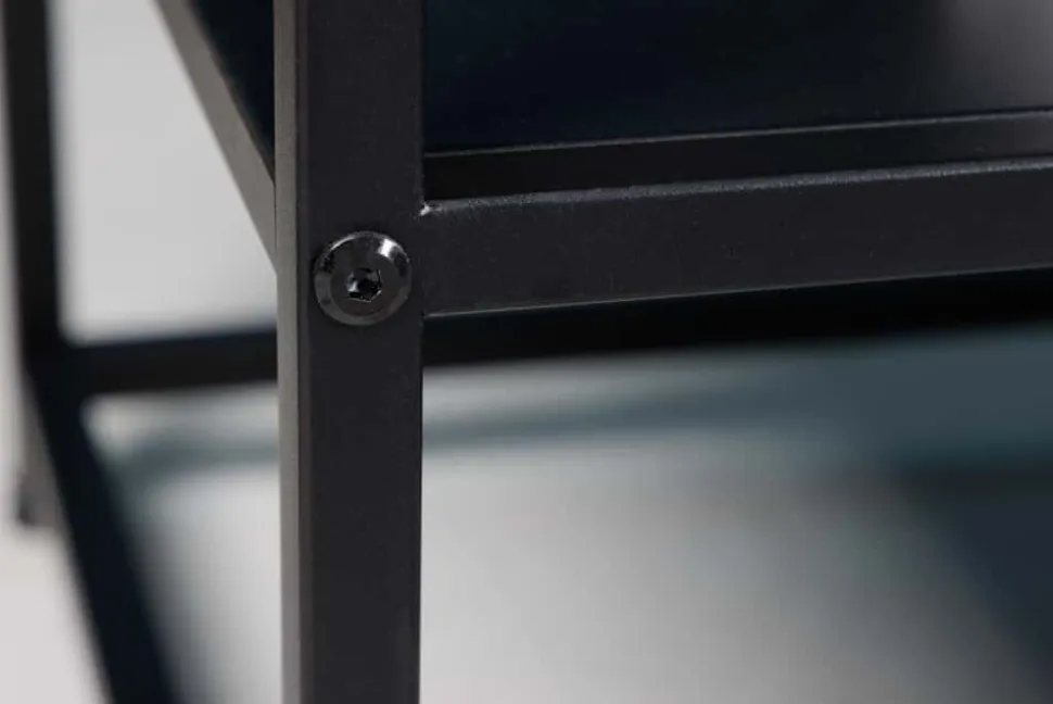 Moderner Beistelltisch DURA STEEL 50cm schwarz Metall mit Ablagefach
