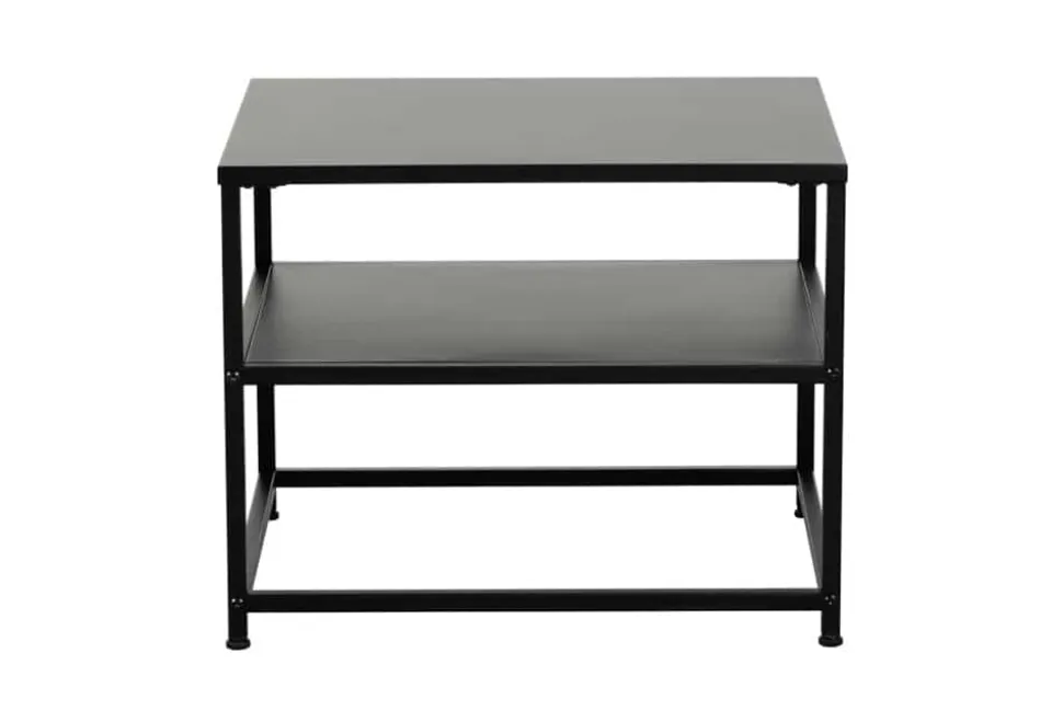 Moderner Beistelltisch DURA STEEL 50cm schwarz Metall mit Ablagefach