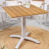 Moderner Bistrotisch DESIGNO 70cm natur greige Aluminium wetterfest Gartentisch