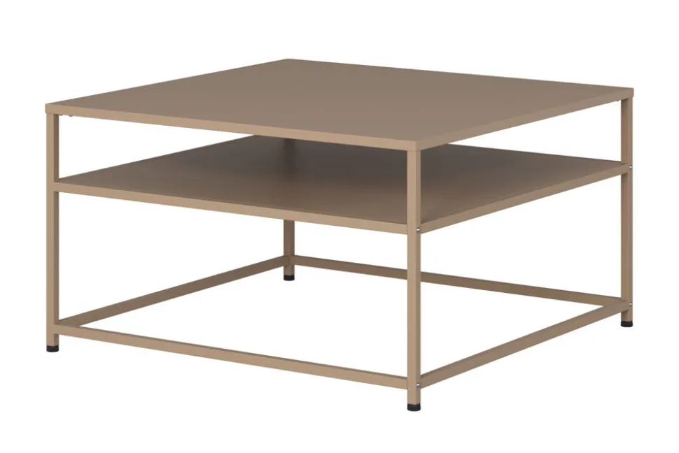 Moderner Couchtisch DURA STEEL 70cm greige Metall mit Ablagefach