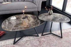 Moderner Couchtisch MARVELOUS 70cm taupe Marmor Keramik made in Italy