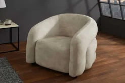 Moderner Design Sessel VOGUE 95cm beige Samt mit Armlehnen und Nosagfederung