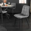 Moderner Design Stuhl TRES CHIC grau Cord schwarze Metallbeine Esszimmer