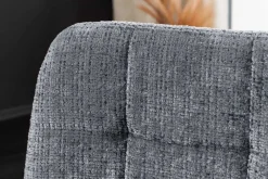 Moderner Design Stuhl TRES CHIC grau Chenille Cremona schwarze Metallbeine