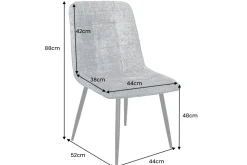 Moderner Design Stuhl TRES CHIC grau Chenille Cremona schwarze Metallbeine