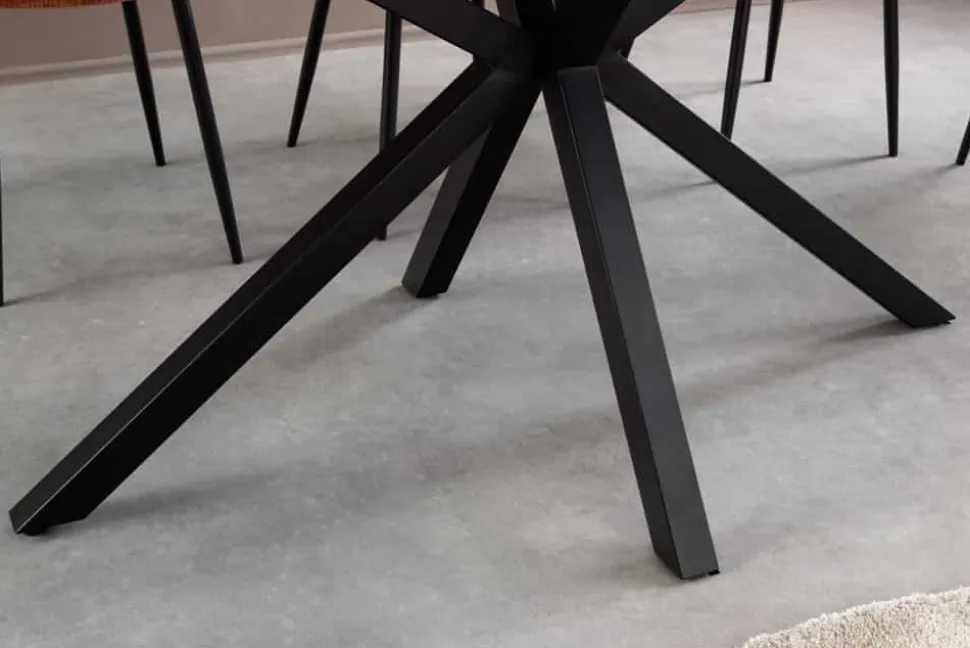 Moderner Esstisch GALAXIE 180cm anthrazit Keramik schwarz Metall Sterngestell