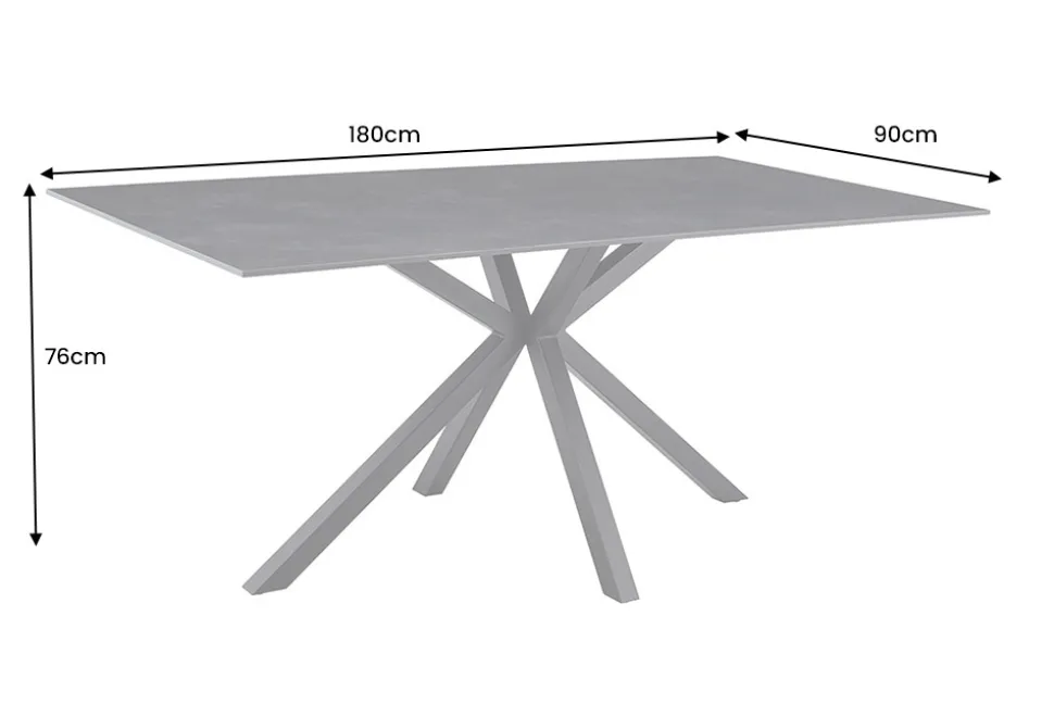 Moderner Esstisch GALAXIE 180cm anthrazit Keramik schwarz Metall Sterngestell