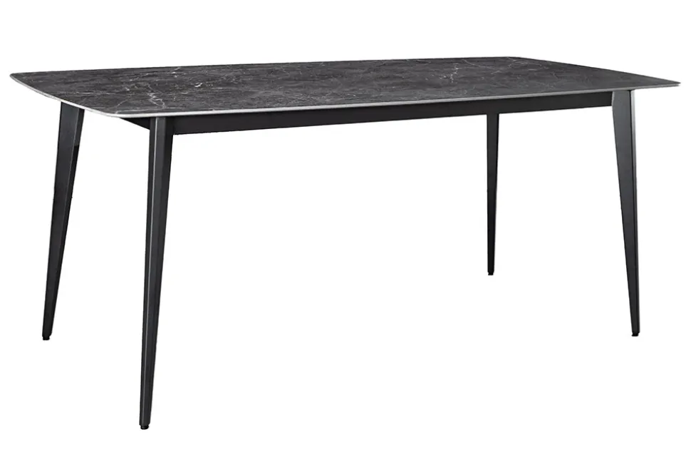 Moderner Esstisch MILANO 160cm anthrazit Keramik schwarze Metallbeine