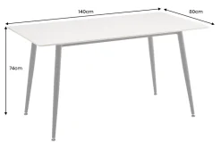 Moderner Esstisch MILANO 140cm weiß Keramik schwarze Metallbeine