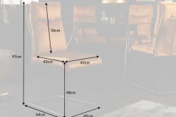 Moderner Freischwinger Stuhl COMFORT senfgelb Samt mit Komfortgriff