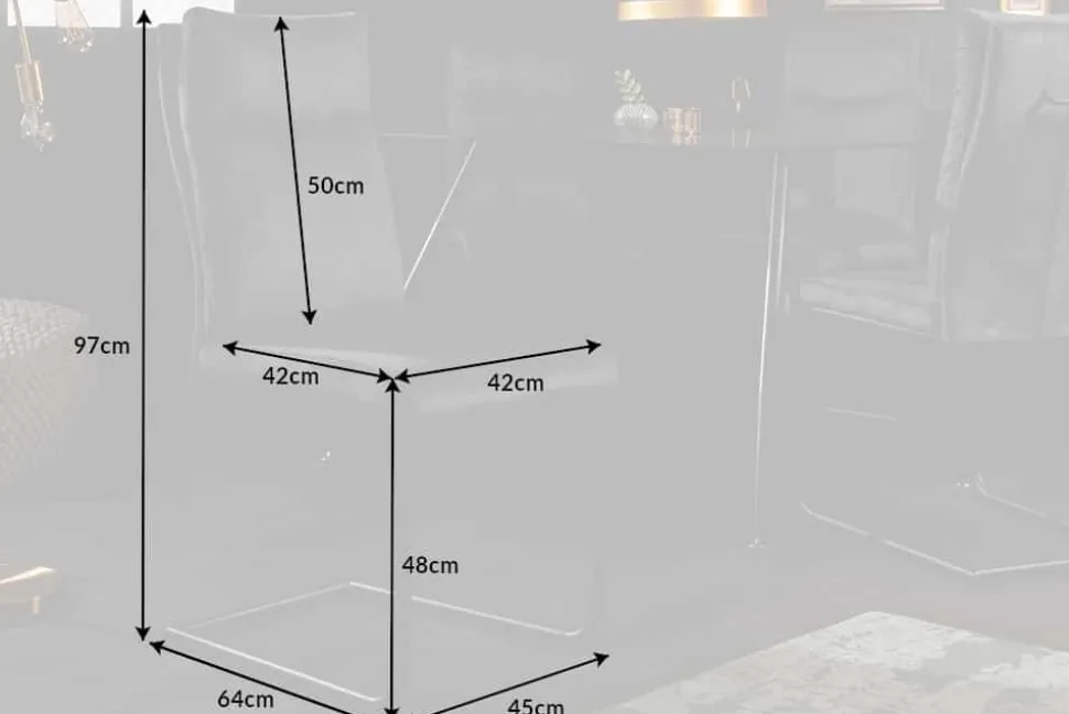 Moderner Freischwinger Stuhl COMFORT grau Samt mit Komfortgriff