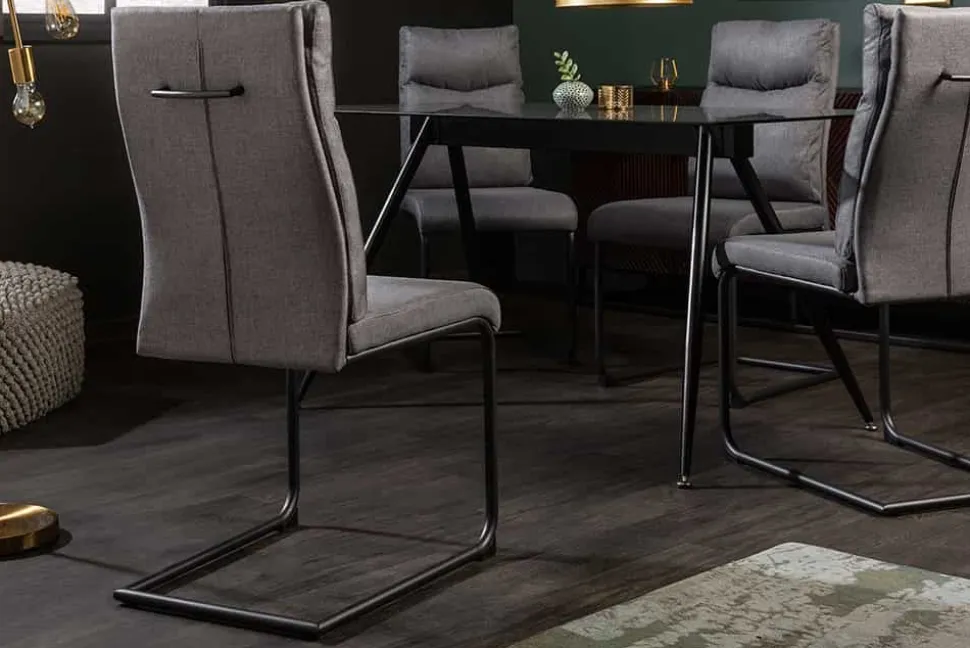 Moderner Freischwinger Stuhl COMFORT grau mit Komfortgriff