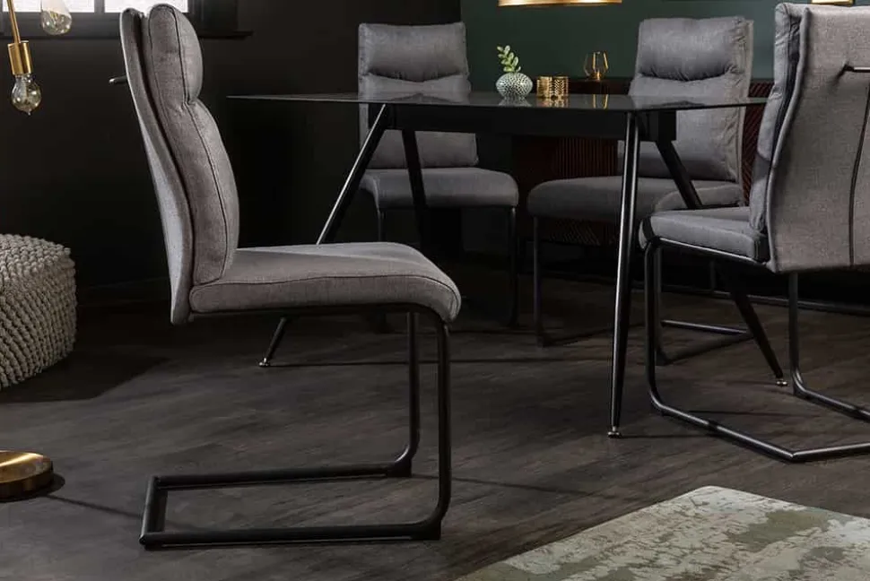 Moderner Freischwinger Stuhl COMFORT grau mit Komfortgriff