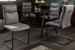 Moderner Freischwinger Stuhl COMFORT grau mit Komfortgriff