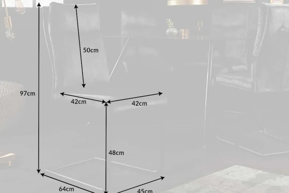 Moderner Freischwinger Stuhl COMFORT grün Samt mit Komfortgriff