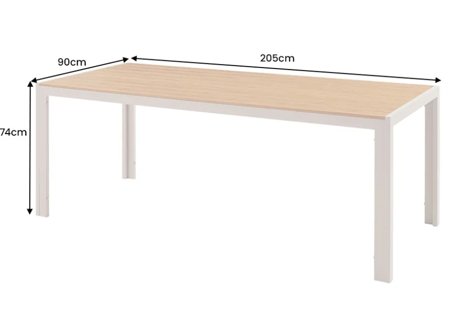 Moderner Gartentisch DESIGNO 205cm natur greige Aluminium wetterfest Outdoor-Esstisch