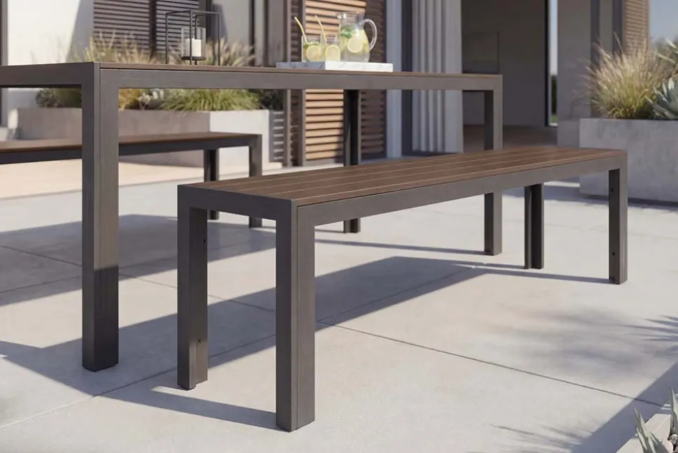 Moderner Gartentisch DESIGNO 205cm dunkelbraun schwarz Aluminium wetterfest
