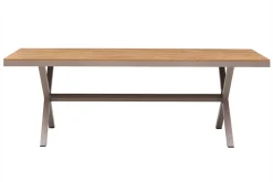 Moderner Gartentisch DESIGNO 200cm natur greige Aluminium wetterfest X-Gestell