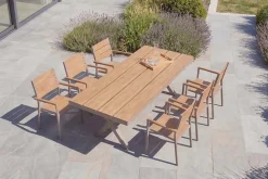 Moderner Gartentisch DESIGNO 200cm natur greige Aluminium wetterfest X-Gestell