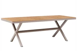 Moderner Gartentisch DESIGNO 200cm natur greige Aluminium wetterfest X-Gestell