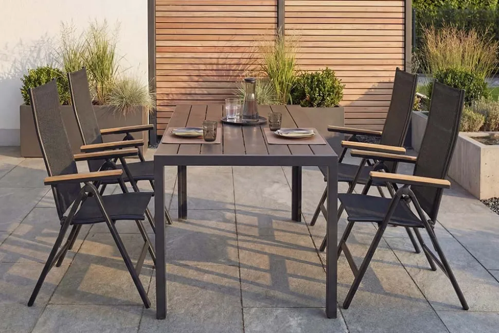 Moderner Gartentisch DESIGNO 205cm anthrazit schwarz Aluminium wetterfest