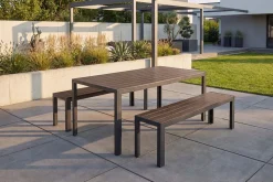 Moderner Gartentisch DESIGNO 150cm dunkelbraun schwarz Aluminium wetterfest