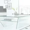 Moderner Glas Couchtisch FANTOME 70cm Trapez mit Ablage transparent