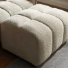 Moderner Hocker CLOUD 100cm champagner greige Bouclé Federkern Fußhocker Sitzhocker