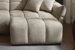 Moderner Hocker CLOUD 100cm champagner greige Bouclé Federkern Fußhocker Sitzhocker