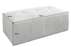 Moderner Hocker ROYAL 120cm grau Veloursstoff Federkern Sitzhocker